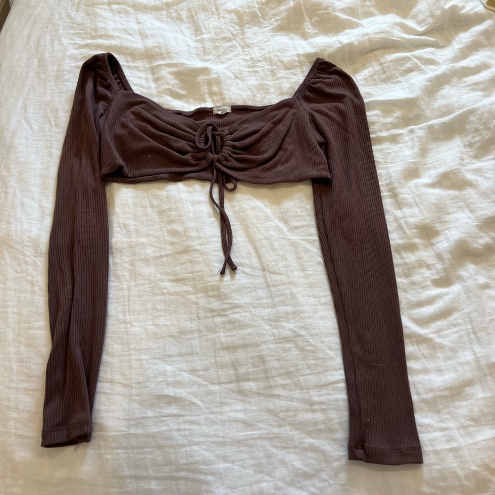 Garage Brown Long Sleeve Going Out Top